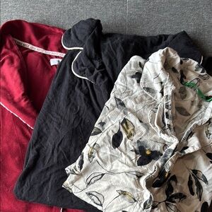 Floral and Solid Pajama Set